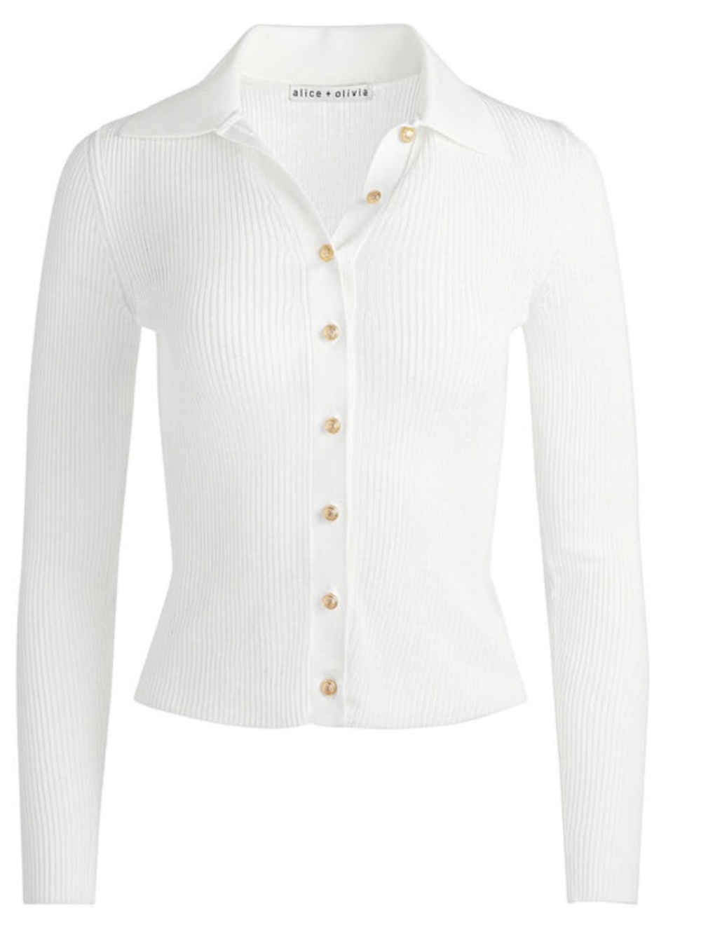 NWT Alice + Olivia by Stacey Bendet Nealie Ribbed Polo Cardigan Size S - Picture 2 of 11